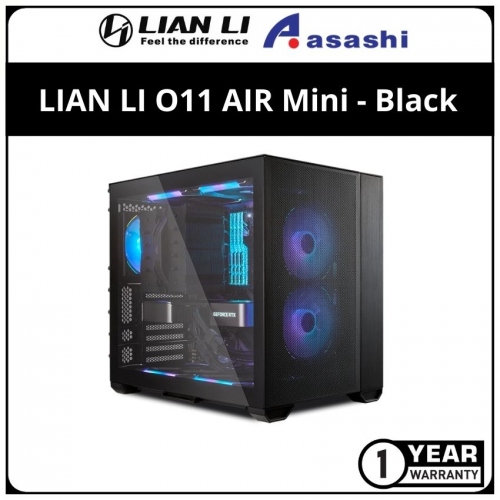 LIAN LI O11 AIR Mini Small Tower ATX Casing (2x 140mm + 1x 120mm Fans) - Black