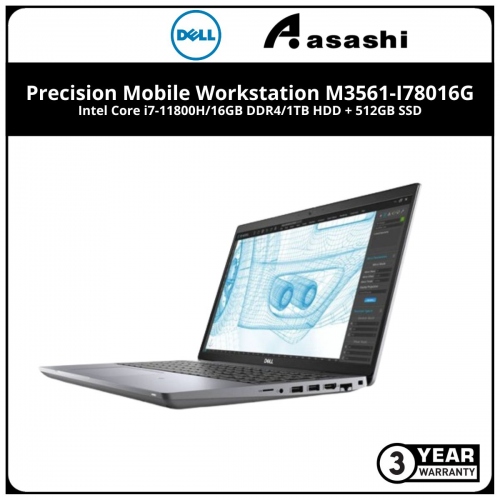 Dell Precision Mobile Workstation M3561-I78016G-512+1TB-W11-(Intel Core i7-11800H/16GB DDR4/1TB HDD + 512GB SSD/15.6-in FHD/Quadro T600 4GD6/Win10+11 Pro/3Y NBP/Backpack)
