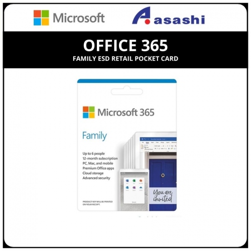 Microsoft Office 365 Family ESD Retail Pocket Card (6GQ-01403-R)