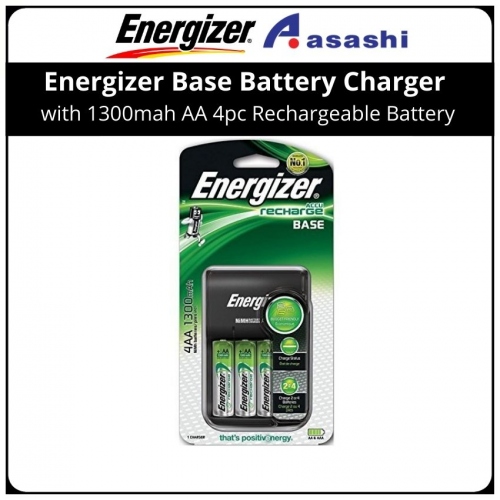 Energizer Base Battery Charger with 1300mah AA 4pc Rechargeable Battery (CHVC5 USB)