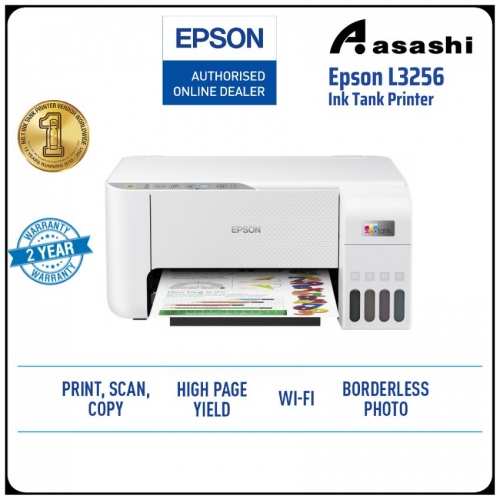 Epson L3256 Ink Tank Print, Scan, Copy & Wifi Printer (Warranty 1Years + 1Years online Register @ 30,000 Pages Printing) White