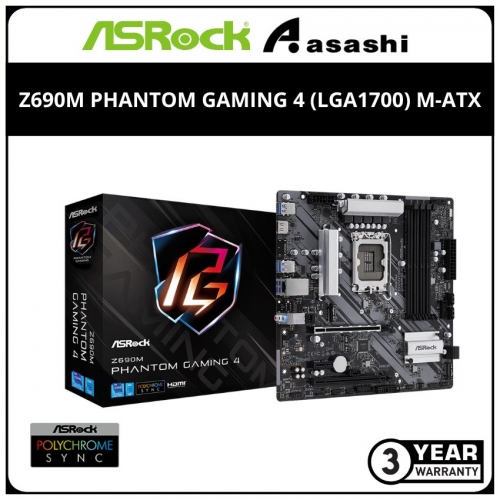ASRock Z690M PHANTOM GAMING 4 (LGA1700) M-ATX Motherboard