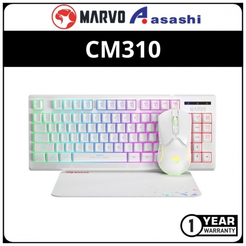 Marvo MK-CM310-White 3in1 Gaming Combo White -Keyboard/Mouse/Mat (1 yrs Limited Hardware Warranty)