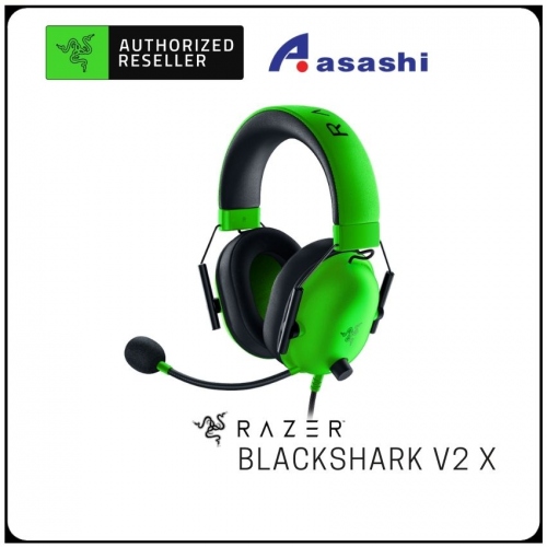 PROMO - Razer BlackShark V2 X - Green (Triforce Titanium Drivers, HyperClear Mic, 7.1 Surround, Leatherette Mem-foam Ear Cushions)