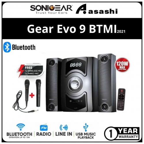 Sonic Gear EVO 9 BTMI (2021) Bluetooth Multimedia Speaker with Wireless Microphone | FM Radio | 1 Year Warranty