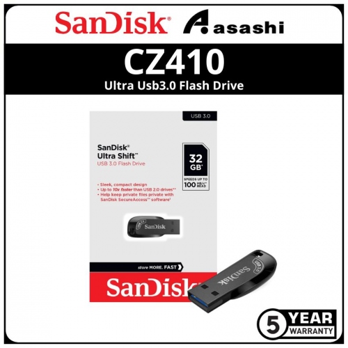 Sandisk Ultra Shift-Black CZ410 32GB Ultra Usb3.0 Flash Drive (SDCZ410-032G-G46)