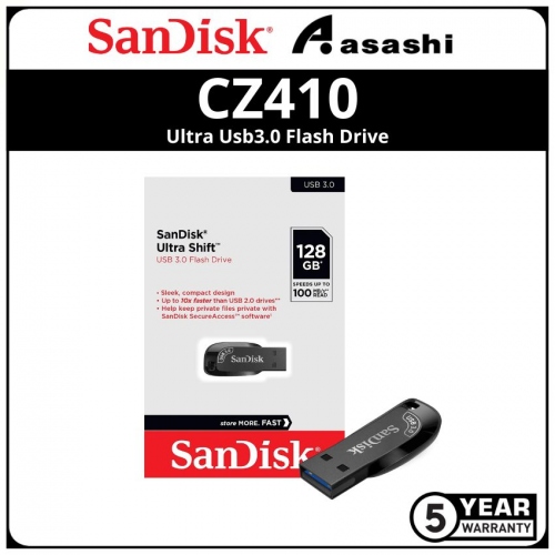 Sandisk Ultra Shift-Black CZ410 128GB Ultra Usb3.2 Flash Drive (SDCZ410-128G-G46)