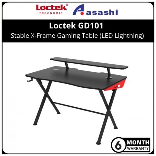 Loctek GD101 Stable X-Frame Gaming Table (LED Lightning)