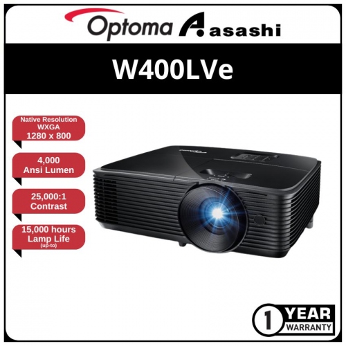 Optoma W400LVe WXGA 4000Ansi Lumensi Professional Projector