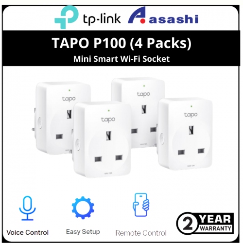 TP-Link Tapo P100 (4-Pack) Mini Smart Wi-Fi Socket