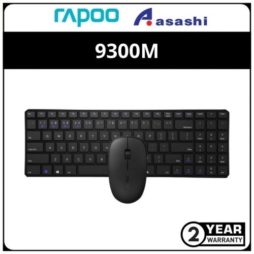 Rapoo 9300M Ultra Slim Multi-Mode Wireless Bluetooth 4.0 Wireless 2.4GHz Keyboard - 2Y