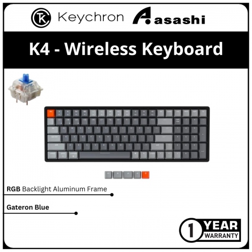 Keychron K4 Wireless RGB Aluminum Mechanical Keyboard - Gateron Blue