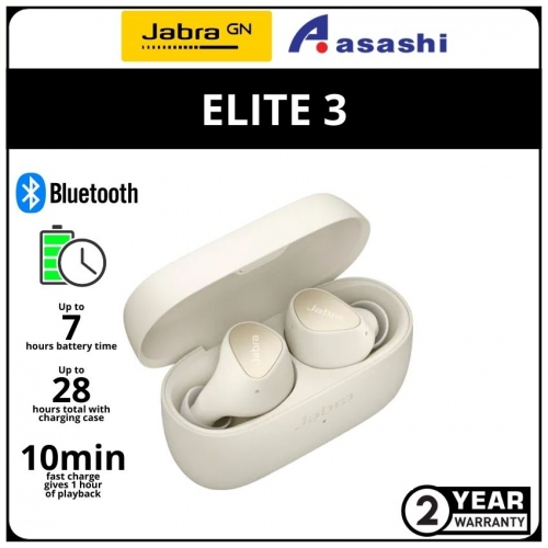 Jabra Elite 3-LightBeige True Wireless Earbud (2 yrs Limited Hardware Warranty)