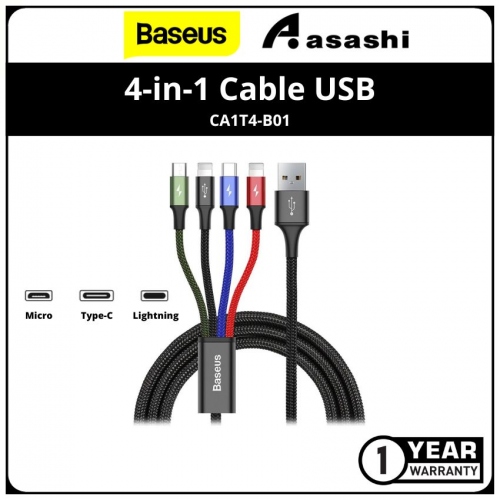 Baseus CA1T4-B01 4-in-1 Cable USB For M+L+T 3.5A 1.2M Black