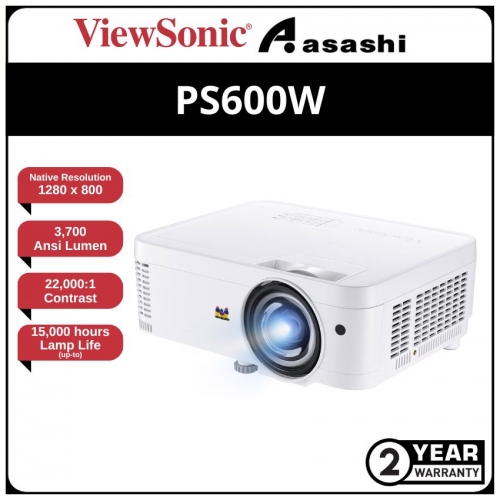 Viewsonic PS600W 3700 Lumens WXGA Education Projector (HDMI,MHL,RJ45,10W SonicExpert Speaker,Lamp life up to
10,000hrs )
