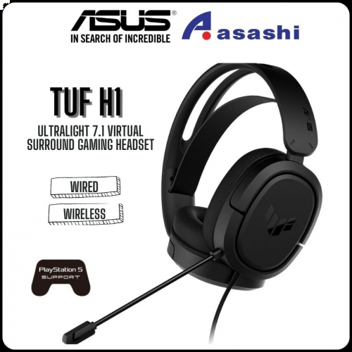 ASUS TUF GAMING H1 (Wireless) Ultralight 7.1 Virtual Surround Gaming Headset - Black 2Y