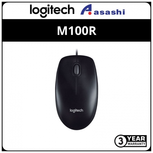 Logitech M100R-Black 1000dpi Wired Mouse (3 yrs Limited Hardware Warranty)
