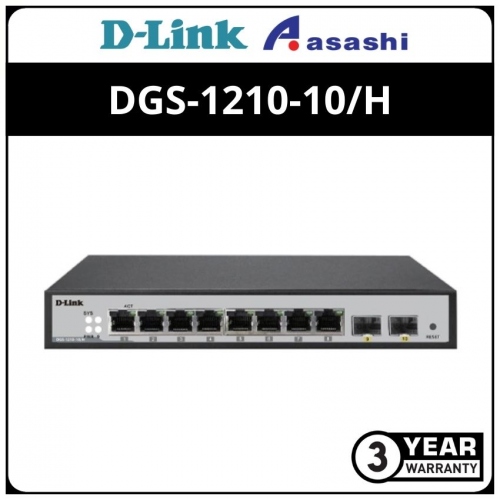D-Link DGS-1210-10/H 8 Port Smart Managed Gigabit Unmanaged Switch +2 SFP Port (Metal Case)