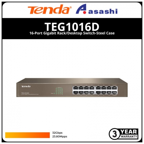 Tenda TEG1016D 16-Port Gigabit Rack/Desktop Switch-Steel Case