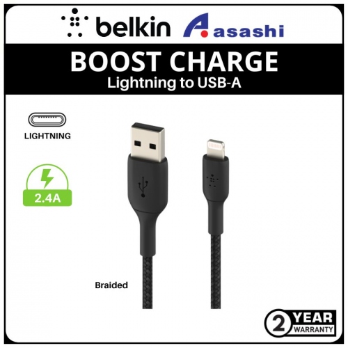Belkin BOOST CHARGE Braided Lightning to USB-A Cable (15CM,Black)