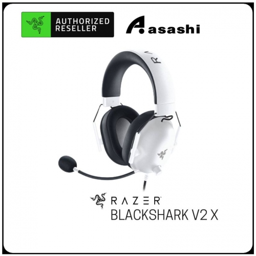 PROMO - Razer BlackShark V2 X - White (Triforce Titanium Drivers, HyperClear Mic, 7.1 Surround, Leatherette Mem-foam Ear Cushions)