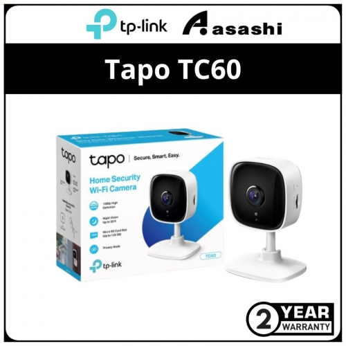 TP-Link Tapo TC60 Home Security WiFI Camera, Day/Night view, 1080p Full HD resolution, Micro SD card storage（Up to 128GB）