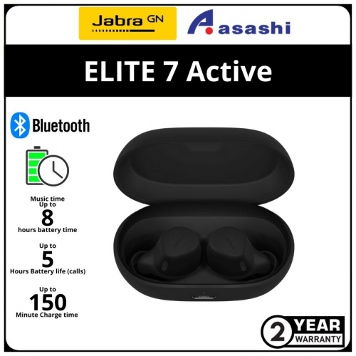 Jabra Elite 7 Active - Black True Wireless Earbud (2 yrs Limited Hardware Warranty)