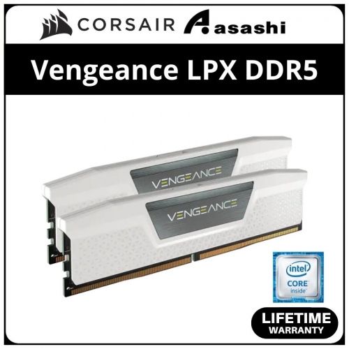 Corsair Vengeance LPX White DDR5 32GB(2x16GB) 5200MHz CL40 XMP Support Performance PC Ram - CMK32GX5M2B5200C40W