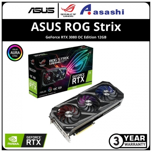 ASUS ROG Strix GeForce RTX 3080 OC Edition 12GB GDDR6X with LHR Graphic Card (ROG-STRIX-RTX3080-O12G-GAMING)