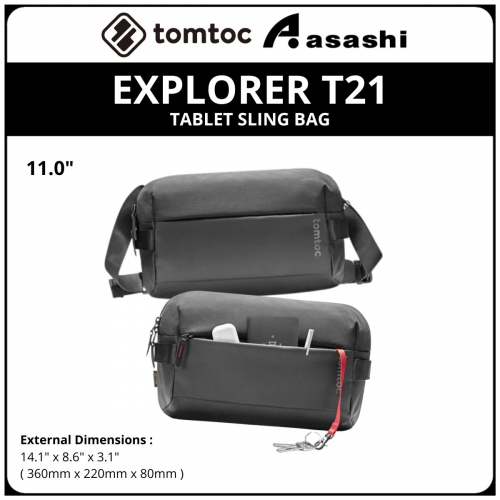 Tomtoc T21M1D1 (Black) EXPLORER T21 11inch Tablet Sling Bag