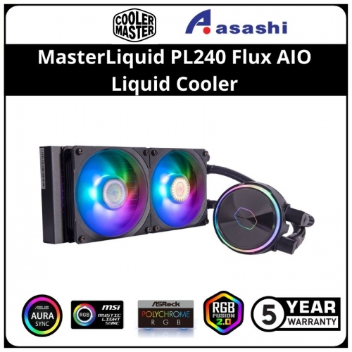 Cooler Master MasterLiquid PL240 Flux AIO Liquid Cooler (Support LGA1700 / LGA1200 / LGA115X / AM4) — 5 Years Warranty
