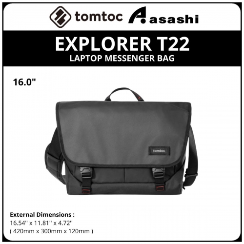 Tomtoc T22M1D1 (BLACK) EXPLORER T22 16inch Laptop Messenger Bag