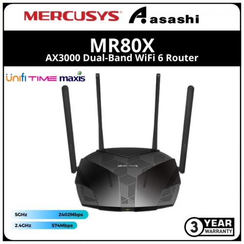 Mercusys MR80X AX3000 Dual-Band WiFi 6 Router