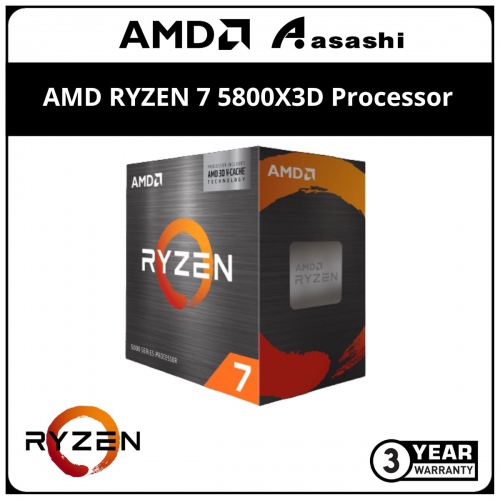AMD RYZEN 7 5800X3D Processor (100M Cache, 8C16T, up to 4.5Ghz) AM4