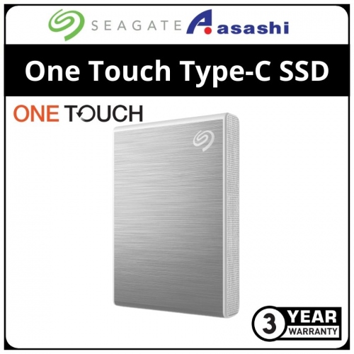Seagate One Touch-Silver 500GB USB3.2 Gen2 Type-C Portable SSD - STKG500401 (Up to 1030MB/s Read Speed)