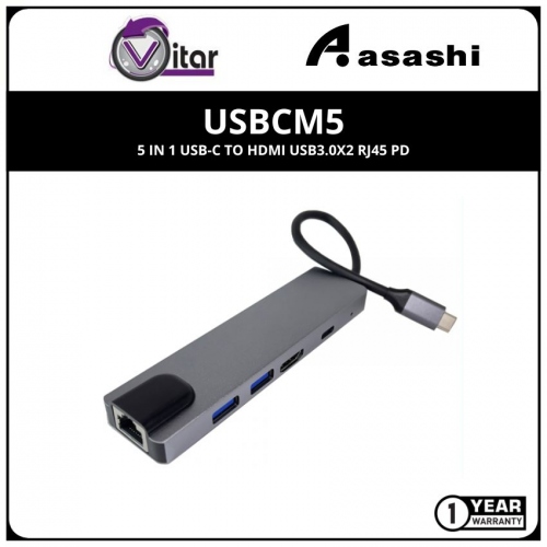 VITAR USBCM5 5 in 1 USB-C to HDMI USB3.0x2 RJ45 PD
