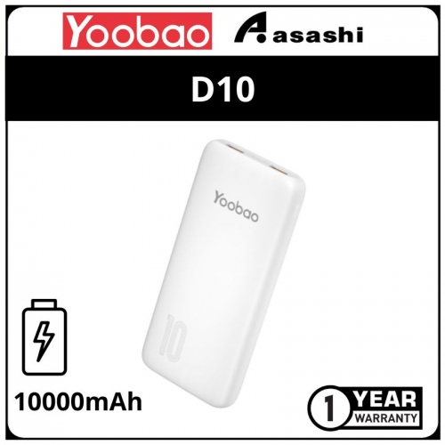 Yoobao D10-White 10000mah Power Bank (1 yrs Limited Hardware Warranty)