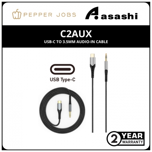 Pepper Jobs (C2AUX) USB-C to 3.5mm Audio-In Cable (2yrs Manufacturer Warranty)