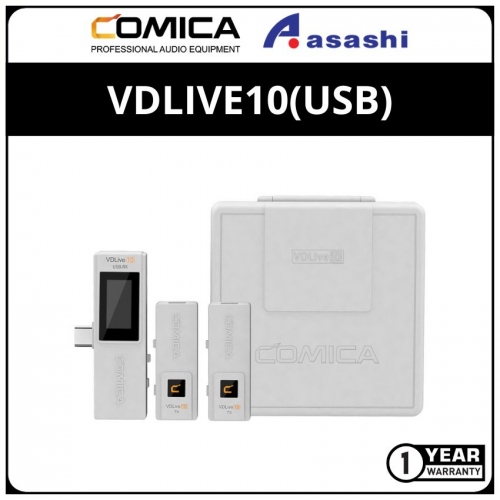 Comica Audio VDLive10(USB) - White Ultracompact 2-Person Digital Wireless Microphone System for Cameras & USB Type-C Devices (2.4 GHz)