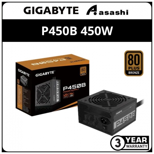 Gigabyte P450B 450W 80+ Bronze, Flat Black Cables Power Supply - 3 Years Warranty