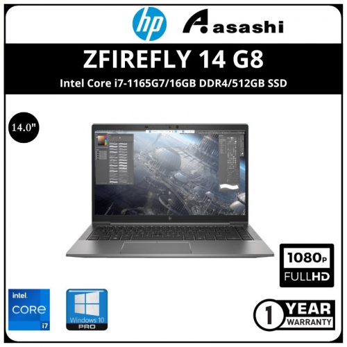 HP ZFirefly 14 G8 Notebook-664Z8PA-(Intel Core i7-1165G7/16GB DDR4/512GB SSD/Quadro T500 4GB/14