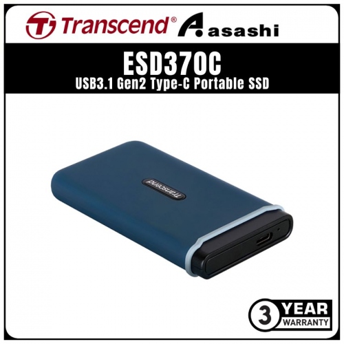 Transcend ESD370C 500GB USB3.1 Gen2 Type-C Portable SSD - TS500GESD370C (Up to 1050MB/s Read Speed,950MB/s Write Speed)