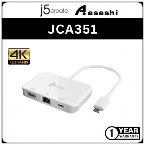 J5Create JCA351 USB C to 4K HDMI Ethernet Adapter (2 yrs Limited Hardware Warranty)