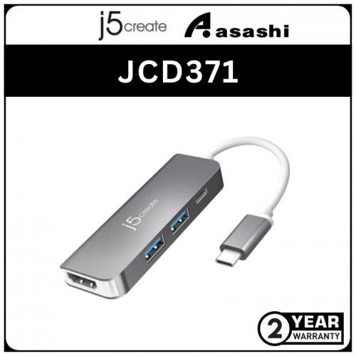 J5Create JCD371 USB-C 2 Port Hub with HDMI and Power Delivery Adapter (2 yrs Limited Hardware Warranty)