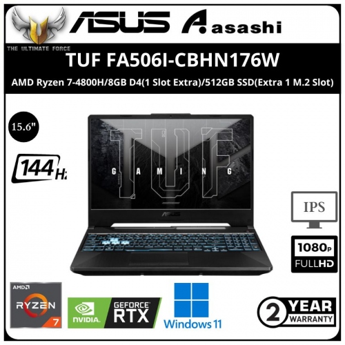 Asus TUF FA506I-CBHN176W Gaming Notebook - (AMD Ryzen 7-4800H/8GB D4(1 Slot Extra)/512GB SSD(Extra 1 M.2 Slot)/15.6