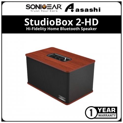 Sonic Gear StudioBox 2-HD | Hi-Fidelity Home Bluetooth Speaker | Unique Bass Reflex Port Design 140W - Mahogany