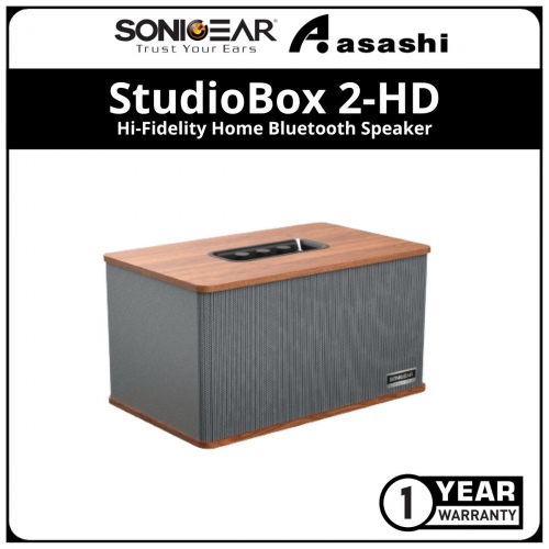 Sonic Gear StudioBox 2-HD | Hi-Fidelity Home Bluetooth Speaker | Unique Bass Reflex Port Design 140W - Walnut