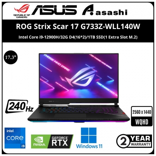 Asus ROG Strix Scar 17 G733Z-WLL140W Gaming Notebook - (Intel Core i9-12900H/32G D5(16*2)/1TB SSD(1 Extra Slot M.2)/17.3