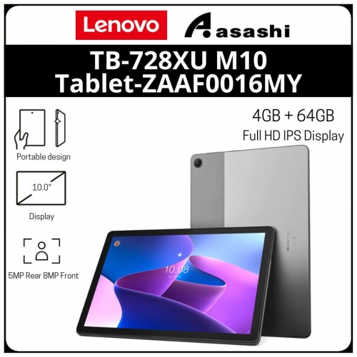 Lenovo TB-728XU M10 Tablet-ZAAF0016MY-(Unisoc T610 1.8Ghz/4GB/64GB/10
