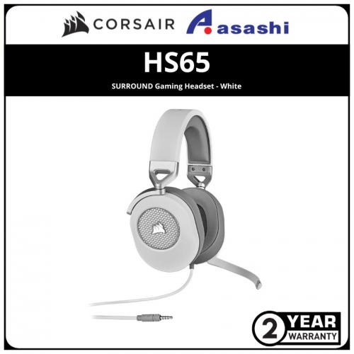 Corsair HS65 Surround Wired Gaming Headset - White (3.5mm+USB 7.1 Adapter) CA-9011271-AP
